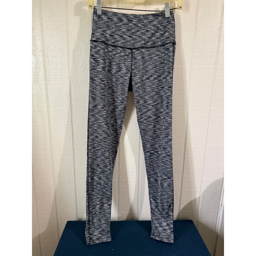 Always Womens Space Dye High Waisted Leggings Black White Heathered Small